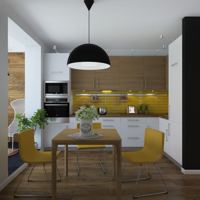 design of a one-room apartment with a loggia