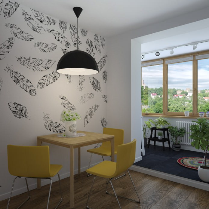 design of a one-room apartment with a loggia