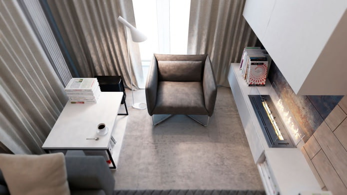 fireplace in the interior of a three-room apartment fireplace in the interior of a three-room apartment