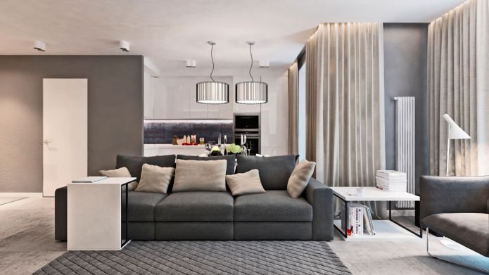 kitchen-living room in the interior of a three-room apartment kitchen-living room in the interior of a three-room apartment