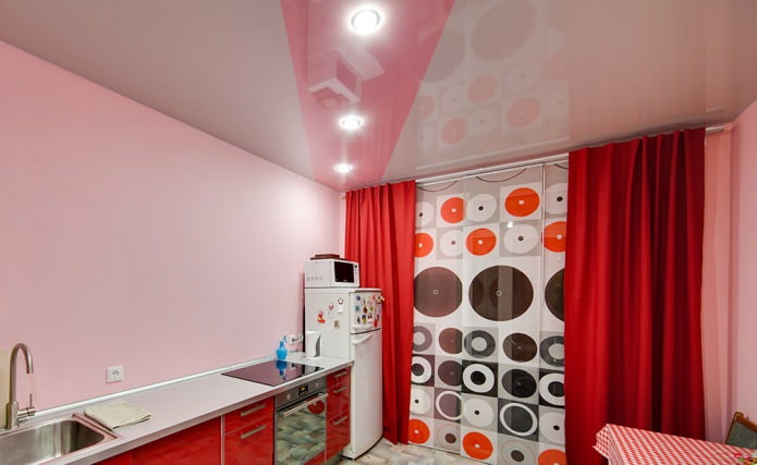 Stretch ceiling in a small kitchen
