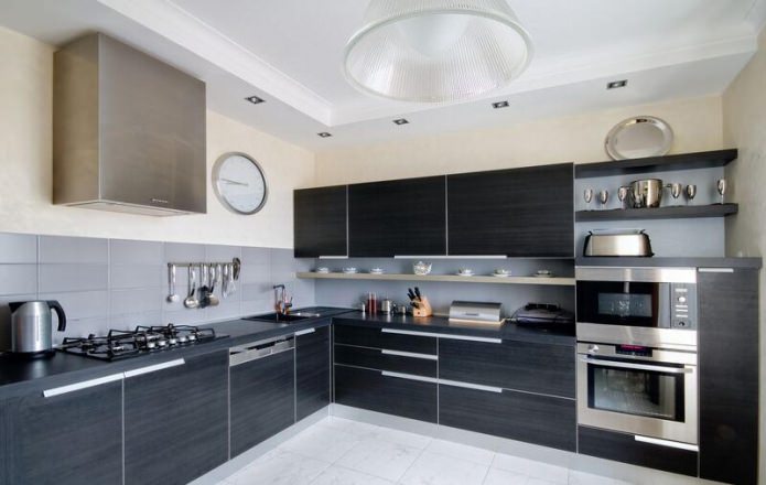 Plasterboard duplex ceiling in the kitchen Plasterboard duplex ceiling in the kitchen