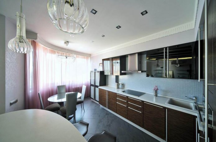 Single-level plasterboard ceiling in the kitchen Single-level plasterboard ceiling in the kitchen