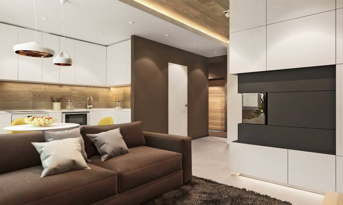 kitchen-living room in the design project of a 3-room apartment kitchen-living room in the design project of a 3-room apartment