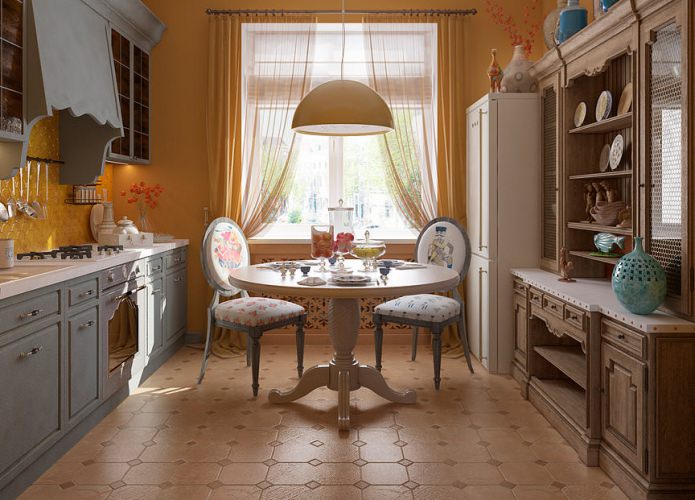 Dining table in the interior of the kitchen Dining table in the interior of the kitchen