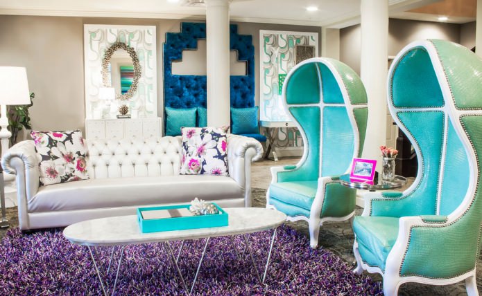 Mint purple living room