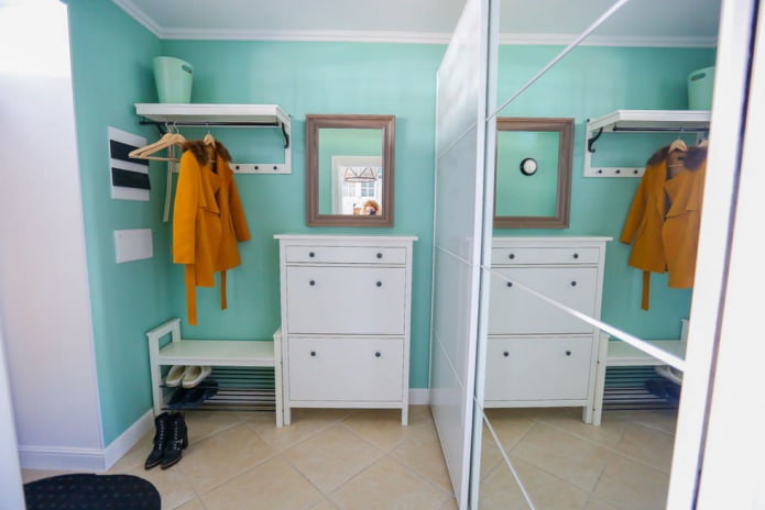 hallway in white and turquoise color