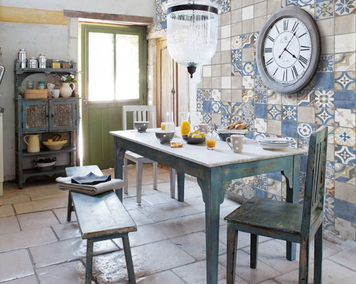 Retro style kitchen patchwork tiles