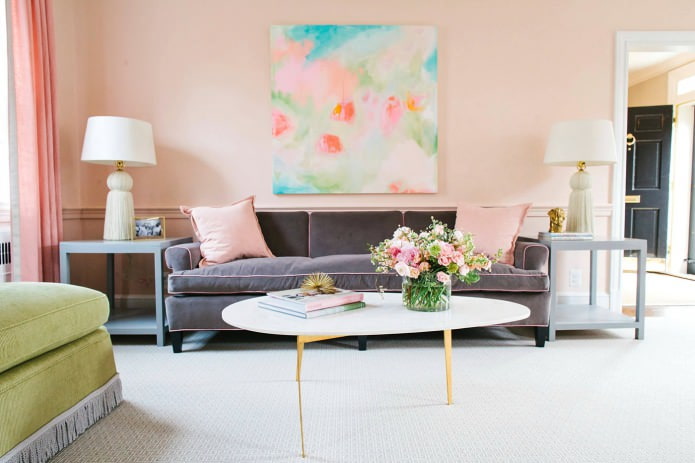 light pink color in the living room