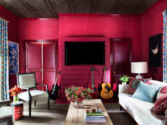 living room in pink