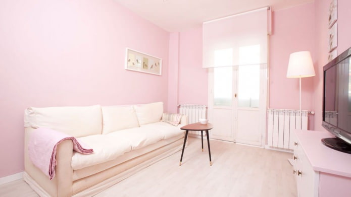 light pink in the design of the living room