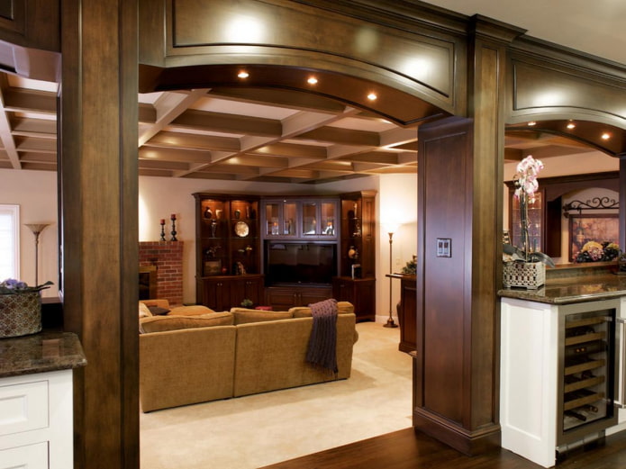 backlit arches in the interior of the living room backlit arches in the interior of the living room