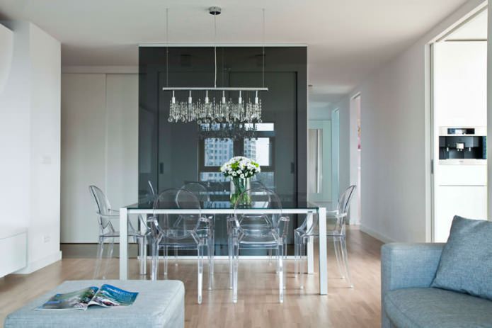 Transparent chairs in the interior