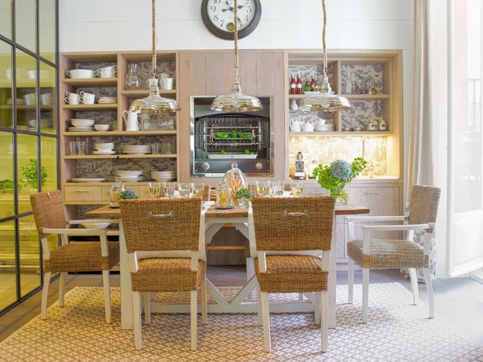 Wicker chairs in the interior