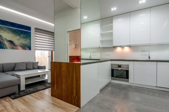 glossy white kitchen