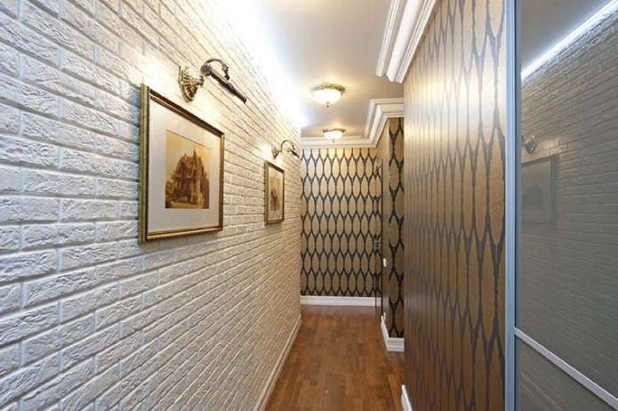 Wallpaper under white brick in the hallway Wallpaper under white brick in the hallway
