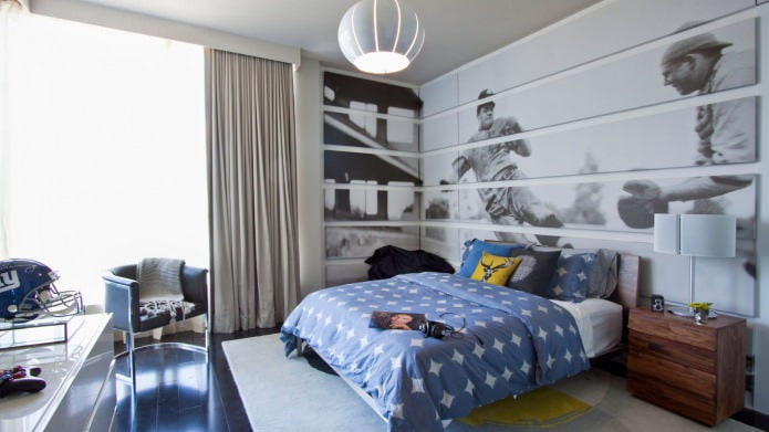 Modern modular picture in the interior of the bedroom