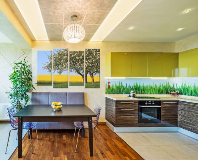 modern modular painting in the interior of the apartment