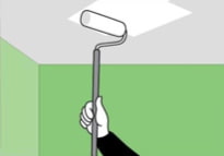 Preparation for gluing ceiling tiles Preparation for gluing ceiling tiles