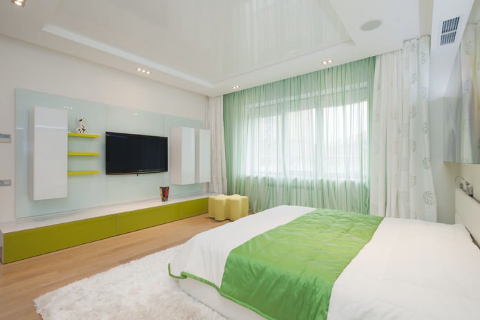 white ceiling in the bedroom