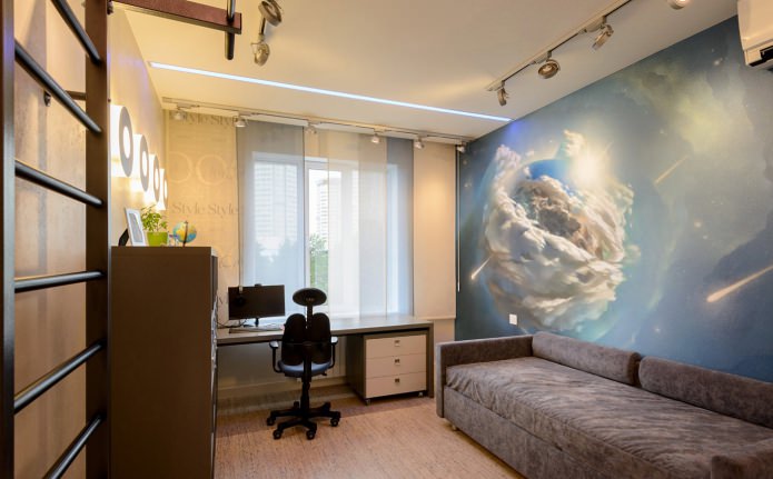 Wallpaper space theme in the children's room Wallpaper space theme in the children's room