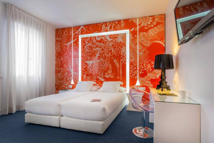 white-orange bedroom