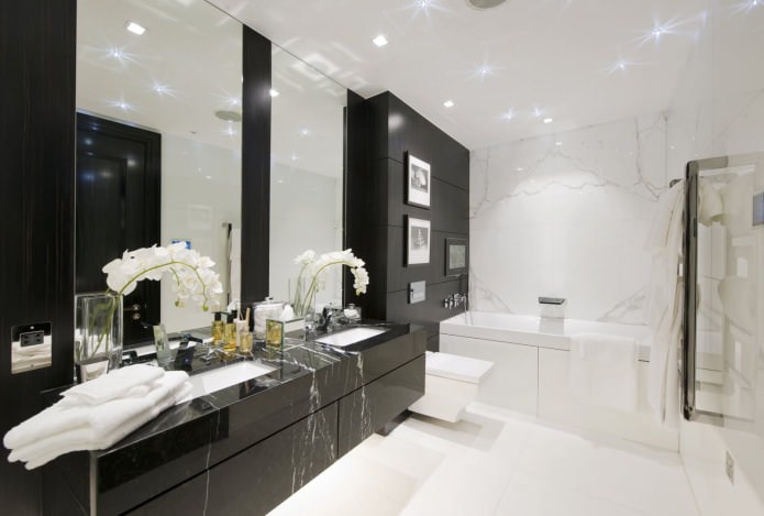 Natural stone finishing of the bathroom in a modern style Natural stone finishing of the bathroom in a modern style