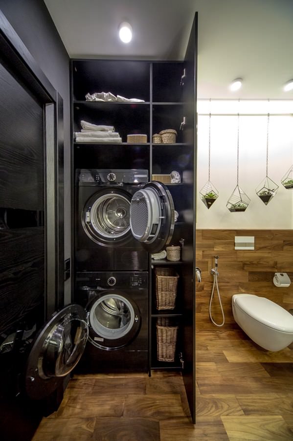modern bathroom interior with washer and dryer modern bathroom interior with washer and dryer