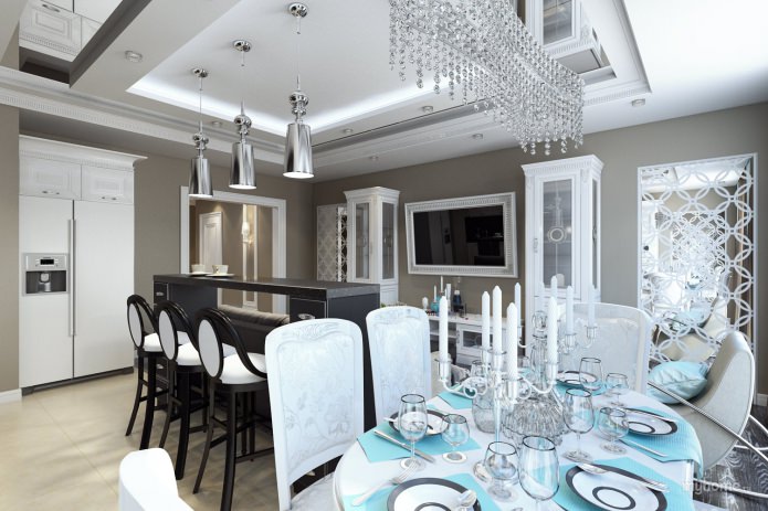 Backlit two-level ceiling