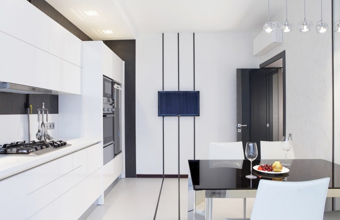 kitchen interior in black and white