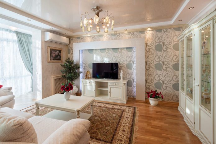 Light wallpaper in the living room Light wallpaper in the living room