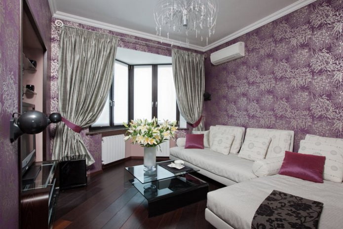 beautiful purple wallpaper in the living room beautiful purple wallpaper in the living room