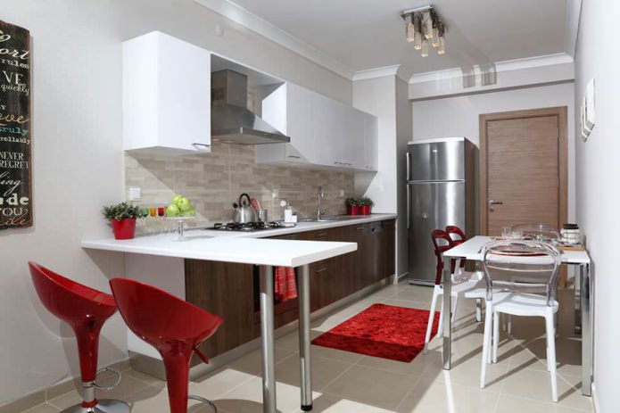 Kitchen-dining room with a bar