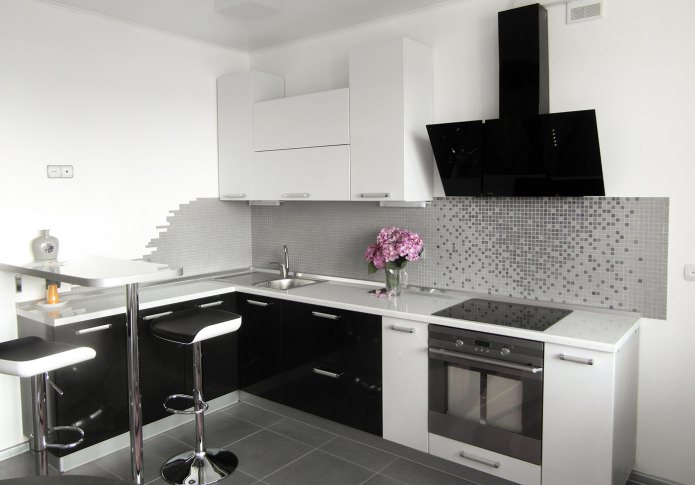 modern kitchen with black and white set modern kitchen with black and white set