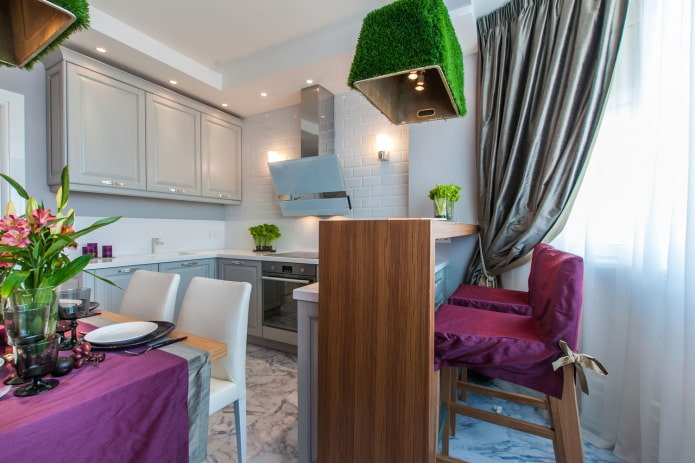 Kitchen-dining room with a bar