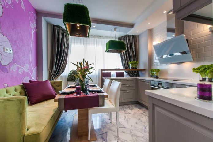 Kitchen-dining room with a bar