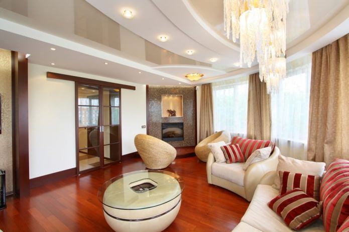 glass sliding interior door in the interior of the living room