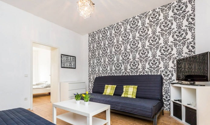 Black floral pattern on white background wallpaper