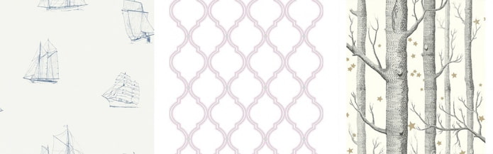 White wallpaper in combination with other colors