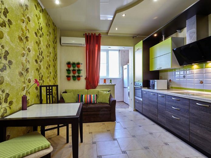 Green wallpaper in the kitchen Green wallpaper in the kitchen