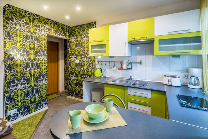 green wallpaper in kitchen design green wallpaper in kitchen design