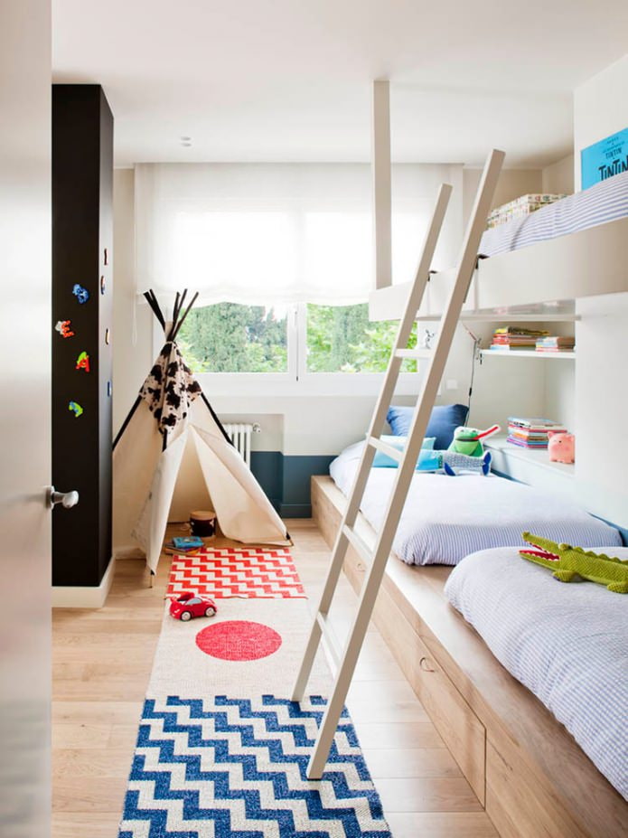 Scandinavian style room for three children Scandinavian style room for three children