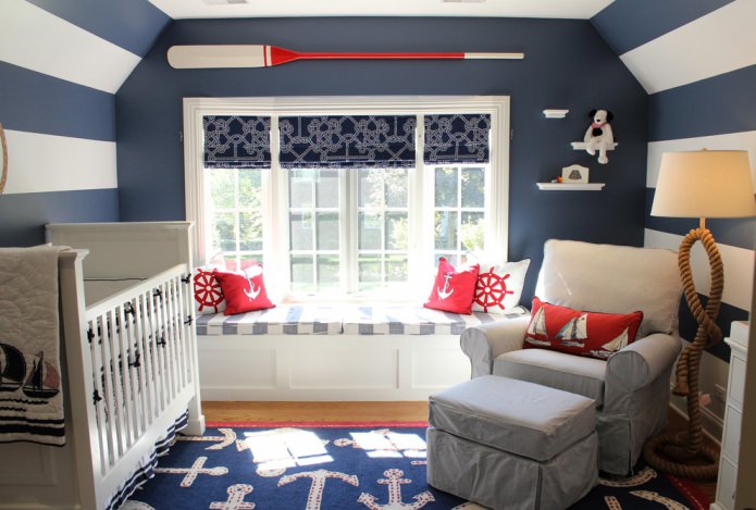 blue roman curtains in nautical style for kids room blue roman curtains in nautical style for kids room