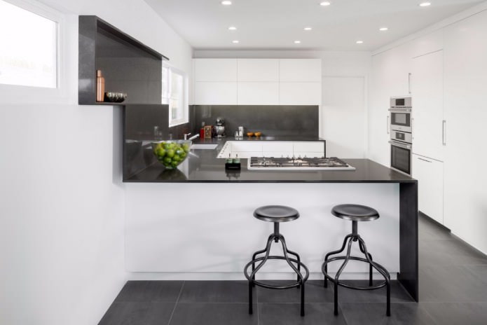 u-shaped black and white kitchen u-shaped black and white kitchen