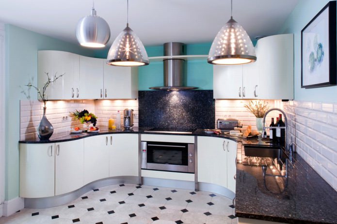 black countertop made of artificial stone in the interior of the kitchen black countertop made of artificial stone in the interior of the kitchen
