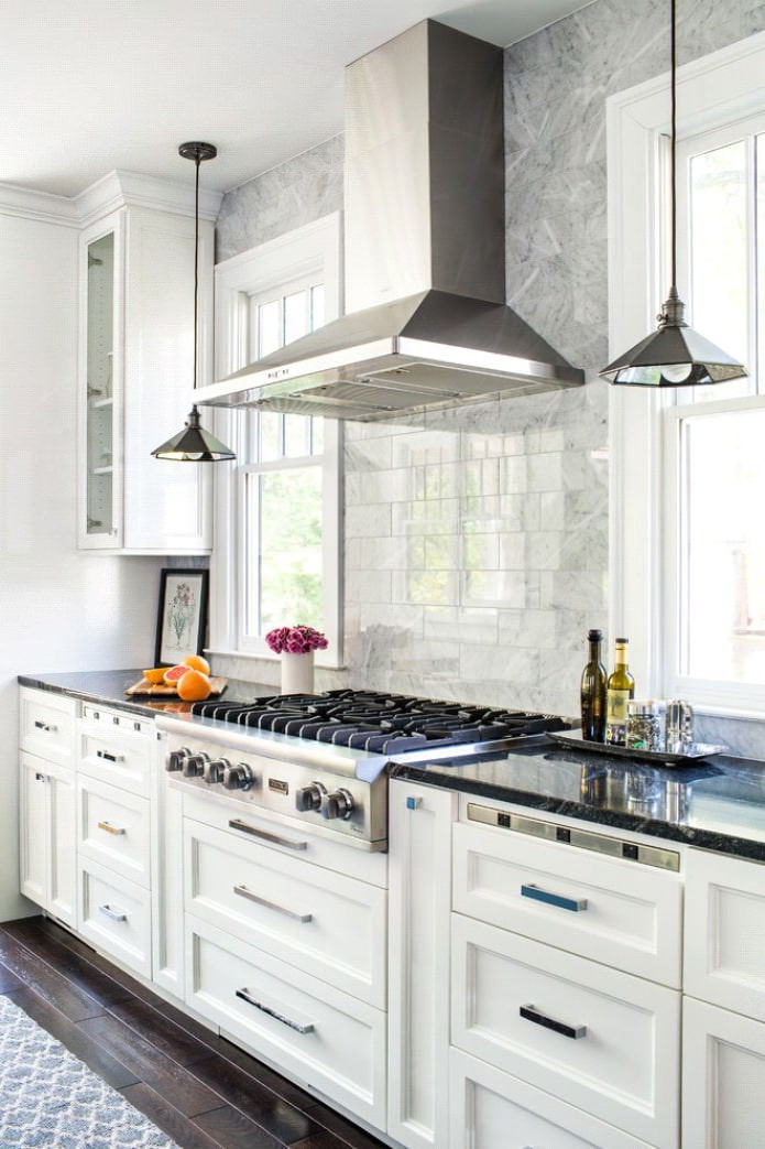 white matte facade in the kitchen white matte facade in the kitchen
