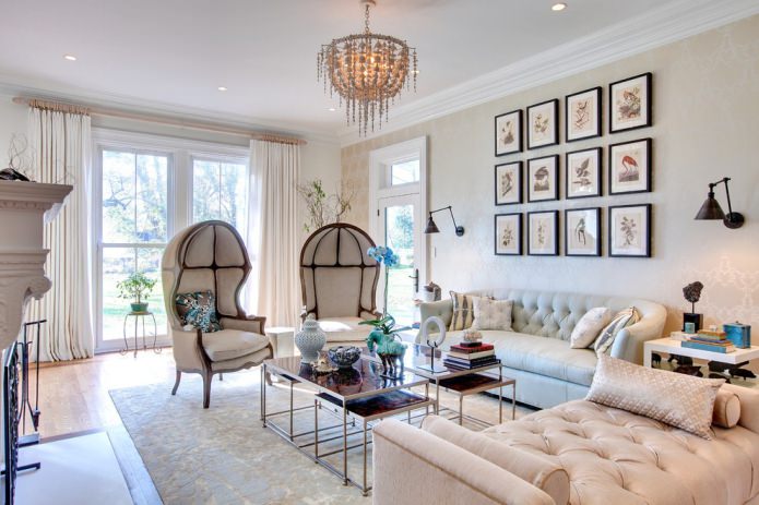 a group of paintings on the wall