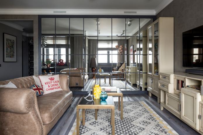 mirror panels in the living room mirror panels in the living room