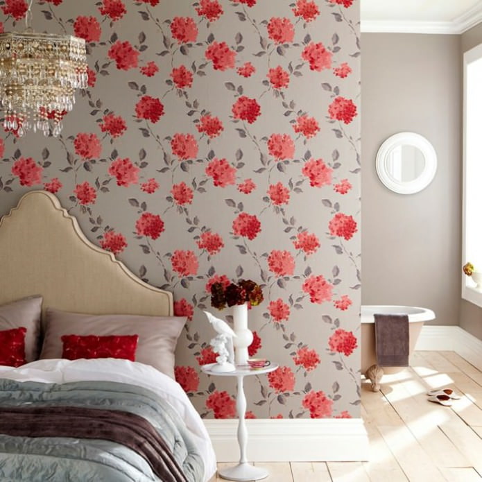 Gray-red floral wallpaper Gray-red floral wallpaper