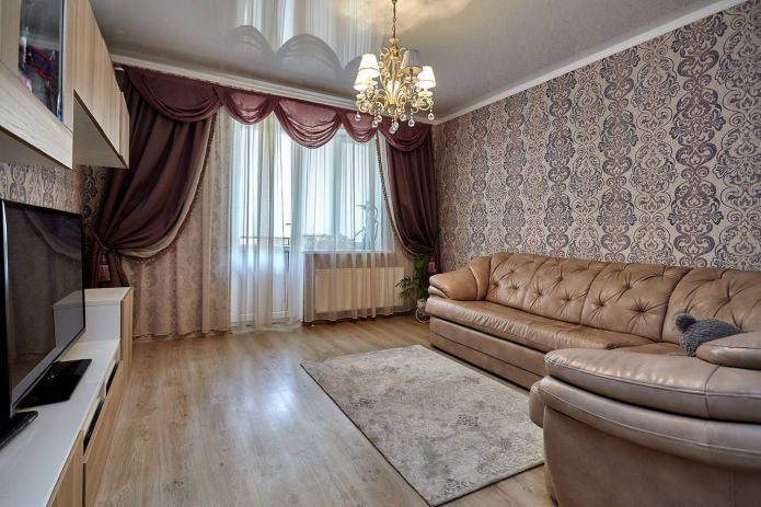 Curtains with a lambrequin in the living room Curtains with a lambrequin in the living room